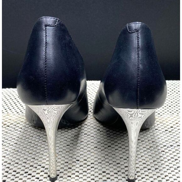 Authentic Michael Kors "Keke" Black Chrome Tip Cap & Chrome Heels 10.5/11 - Picture 4 of 6